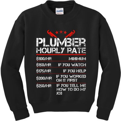 Funny Plumber Gifts Plumber Hourly Labor Rates Plumber Kids Sweatshirt