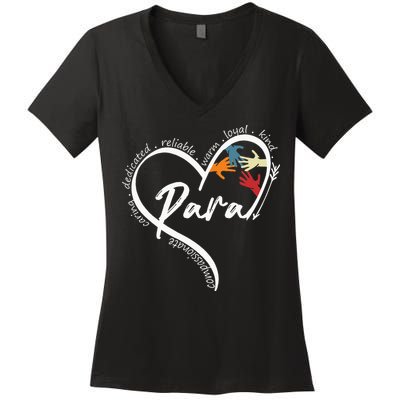 Funny Paraprofessional Graphic Tees Tops Back To School Art Women's V-Neck T-Shirt