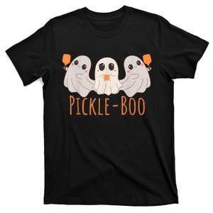 Fun Pickleboo Ghost Playing Pickleball Halloween Paddleball T-Shirt