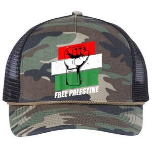 Free Palestine Gaza Palestinian Flag Retro Rope Trucker Hat Cap