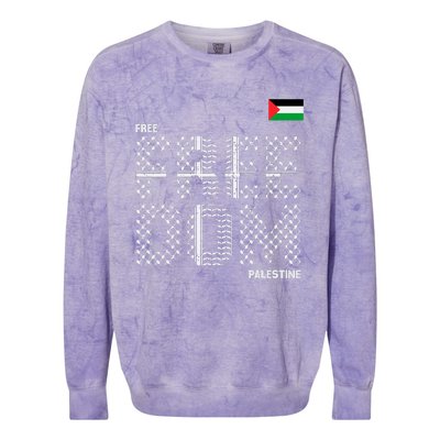 Free Palestine Gaza Flag Arabic Freedom For Palestinians Colorblast Crewneck Sweatshirt