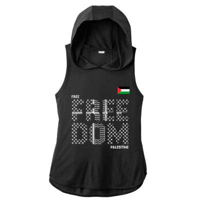 Free Palestine Gaza Flag Arabic Freedom For Palestinians Ladies PosiCharge Tri-Blend Wicking Draft Hoodie Tank