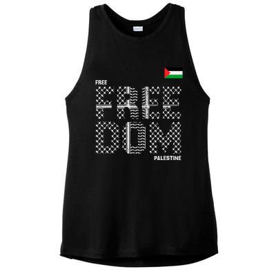 Free Palestine Gaza Flag Arabic Freedom For Palestinians Ladies PosiCharge Tri-Blend Wicking Tank