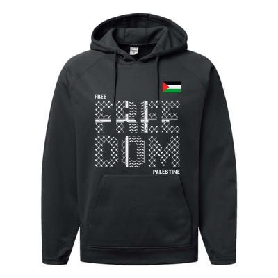 Free Palestine Gaza Flag Arabic Freedom For Palestinians Performance Fleece Hoodie