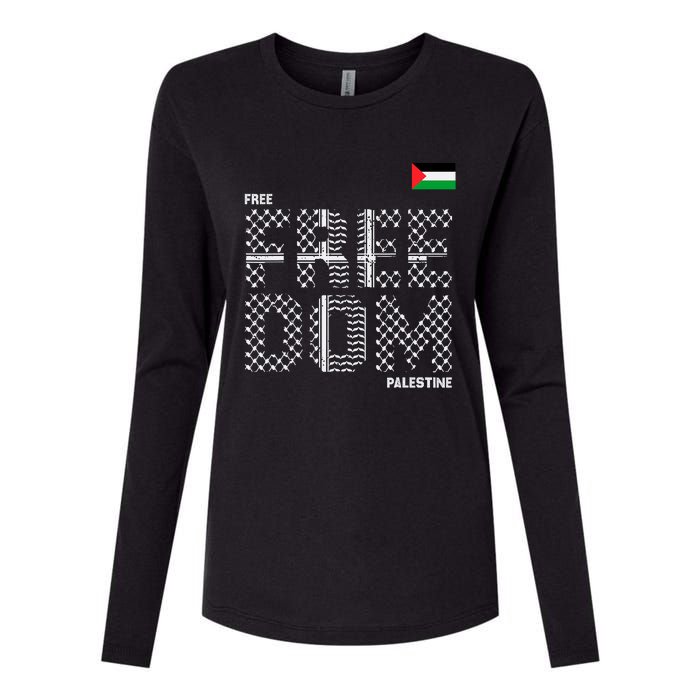 Free Palestine Gaza Flag Arabic Freedom For Palestinians Womens Cotton Relaxed Long Sleeve T-Shirt