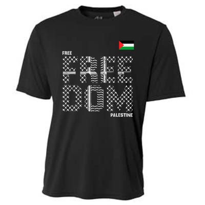 Free Palestine Gaza Flag Arabic Freedom For Palestinians Cooling Performance Crew T-Shirt