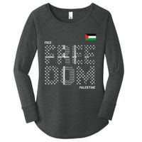 Free Palestine Gaza Flag Arabic Freedom For Palestinians Women's Perfect Tri Tunic Long Sleeve Shirt