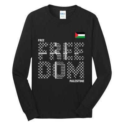 Free Palestine Gaza Flag Arabic Freedom For Palestinians Tall Long Sleeve T-Shirt