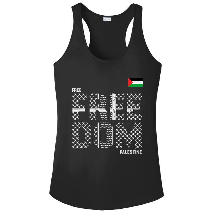 Free Palestine Gaza Flag Arabic Freedom For Palestinians Ladies PosiCharge Competitor Racerback Tank