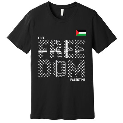 Free Palestine Gaza Flag Arabic Freedom For Palestinians Premium T-Shirt