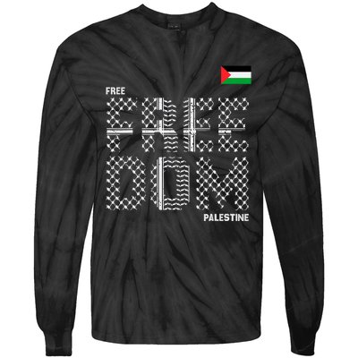 Free Palestine Gaza Flag Arabic Freedom For Palestinians Tie-Dye Long Sleeve Shirt