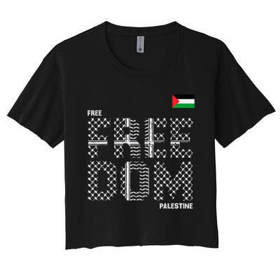 Free Palestine Gaza Flag Arabic Freedom For Palestinians Women's Crop Top Tee