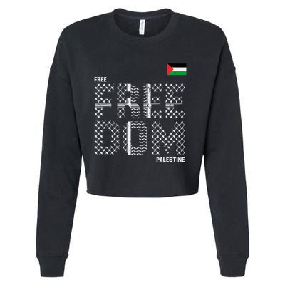 Free Palestine Gaza Flag Arabic Freedom For Palestinians Cropped Pullover Crew