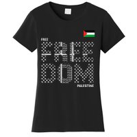 Free Palestine Gaza Flag Arabic Freedom For Palestinians Women's T-Shirt