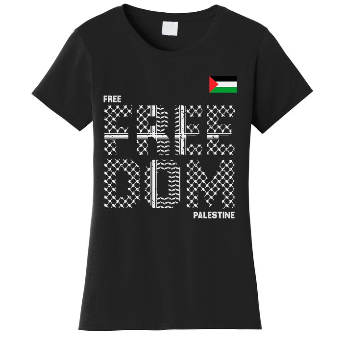 Free Palestine Gaza Flag Arabic Freedom For Palestinians Women's T-Shirt