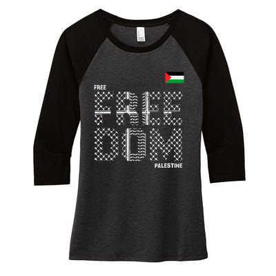 Free Palestine Gaza Flag Arabic Freedom For Palestinians Women's Tri-Blend 3/4-Sleeve Raglan Shirt