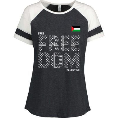 Free Palestine Gaza Flag Arabic Freedom For Palestinians Enza Ladies Jersey Colorblock Tee