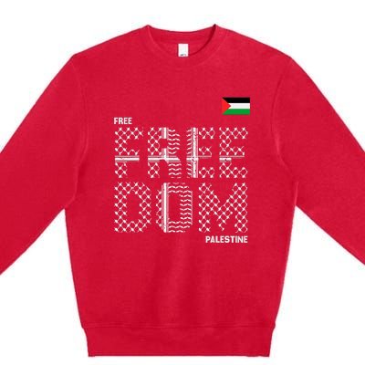 Free Palestine Gaza Flag Arabic Freedom For Palestinians Premium Crewneck Sweatshirt