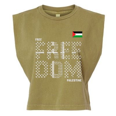 Free Palestine Gaza Flag Arabic Freedom For Palestinians Garment-Dyed Women's Muscle Tee