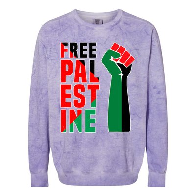 Free Palestine Gaza Flag Arabic Freedom For Palestinians Gift Colorblast Crewneck Sweatshirt