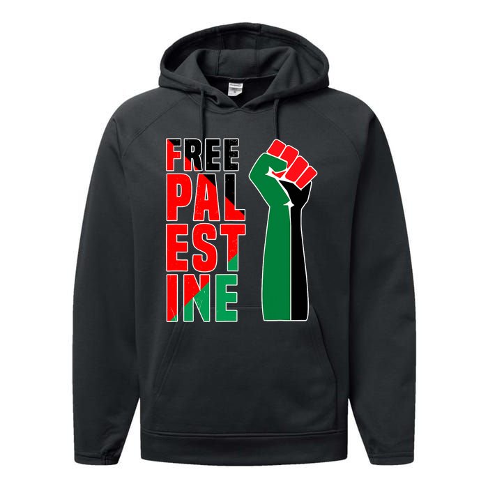 Free Palestine Gaza Flag Arabic Freedom For Palestinians Gift Performance Fleece Hoodie