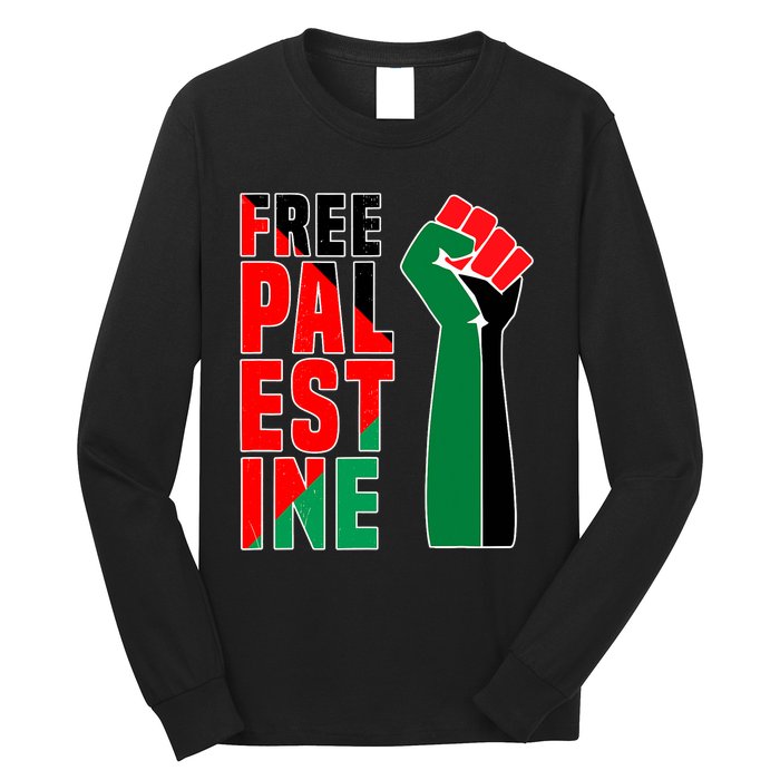 Free Palestine Gaza Flag Arabic Freedom For Palestinians Gift Long Sleeve Shirt