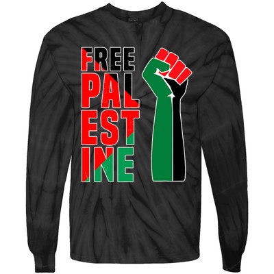 Free Palestine Gaza Flag Arabic Freedom For Palestinians Gift Tie-Dye Long Sleeve Shirt