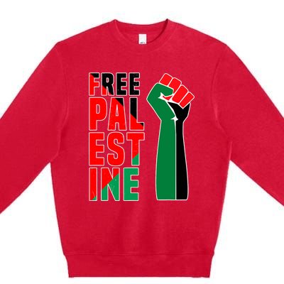 Free Palestine Gaza Flag Arabic Freedom For Palestinians Gift Premium Crewneck Sweatshirt