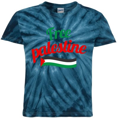 Free Palestine Gaza Flag Arabic Freedom For Palestinians Kids Tie-Dye T-Shirt