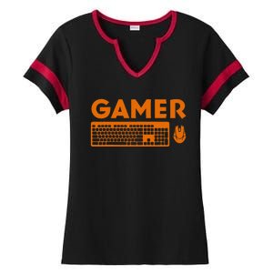 Funny Pc Gamer Keyboard Video Computer Gaming Lovers Outfit Ladies Halftime Notch Neck Tee