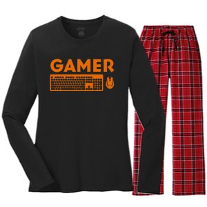 Funny Pc Gamer Keyboard Video Computer Gaming Lovers Outfit Women's Long Sleeve Flannel Pajama Set 