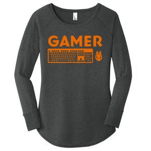 Funny Pc Gamer Keyboard Video Computer Gaming Lovers Outfit Women's Perfect Tri Tunic Long Sleeve Shirt