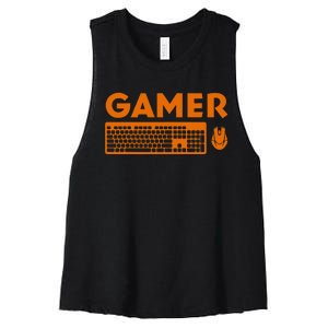 Funny Pc Gamer Keyboard Video Computer Gaming Lovers Outfit Women's Racerback Cropped Tank