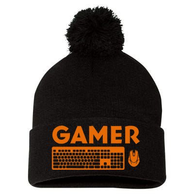 Funny Pc Gamer Keyboard Video Computer Gaming Lovers Outfit Pom Pom 12in Knit Beanie