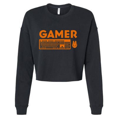 Funny Pc Gamer Keyboard Video Computer Gaming Lovers Outfit Cropped Pullover Crew