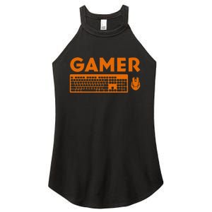 Funny Pc Gamer Keyboard Video Computer Gaming Lovers Outfit Women's Perfect Tri Rocker Tank