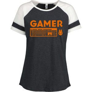 Funny Pc Gamer Keyboard Video Computer Gaming Lovers Outfit Enza Ladies Jersey Colorblock Tee