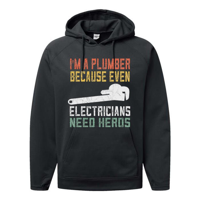 Funny Plumber Gifts For Retro Plumbing Performance Fleece Hoodie