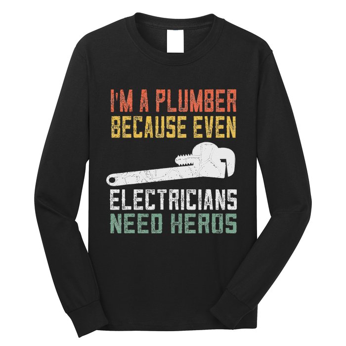 Funny Plumber Gifts For Retro Plumbing Long Sleeve Shirt