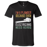 Funny Plumber Gifts For Retro Plumbing V-Neck T-Shirt