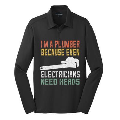 Funny Plumber Gifts For Retro Plumbing Silk Touch Performance Long Sleeve Polo