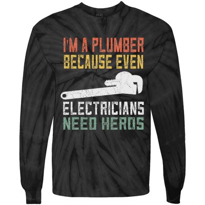 Funny Plumber Gifts For Retro Plumbing Tie-Dye Long Sleeve Shirt