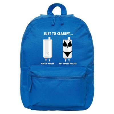Funny Plumber Hot Water Heater Plumbing Dad Joke Gift 16 in Basic Backpack