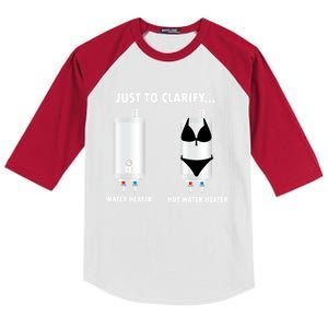 Funny Plumber Hot Water Heater Plumbing Dad Joke Gift Kids Colorblock Raglan Jersey