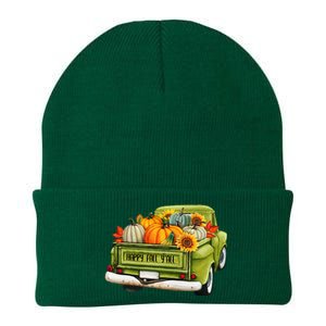 Fall Pumpkin Harvest Time Old Pickup Farm Truck Thanksgiving Knit Cap Winter Beanie