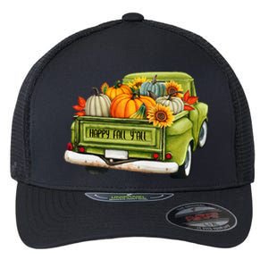 Fall Pumpkin Harvest Time Old Pickup Farm Truck Thanksgiving Flexfit Unipanel Trucker Cap