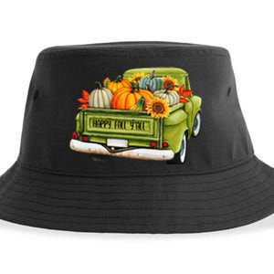 Fall Pumpkin Harvest Time Old Pickup Farm Truck Thanksgiving Sustainable Bucket Hat