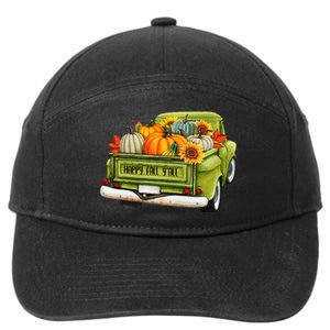 Fall Pumpkin Harvest Time Old Pickup Farm Truck Thanksgiving 7-Panel Snapback Hat