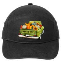 Fall Pumpkin Harvest Time Old Pickup Farm Truck Thanksgiving 7-Panel Snapback Hat