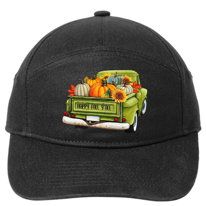 Fall Pumpkin Harvest Time Old Pickup Farm Truck Thanksgiving 7-Panel Snapback Hat